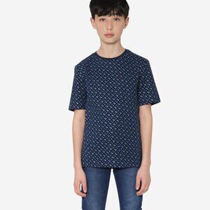 Boss Boys Printed Short Sleeve Shirt Size 12 XS Blue Green Logo Cotton